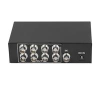MAJONMMERD Divisor de Vídeo BNC de 8 Puertos, Caja Divisora de Señal de Vídeo Compuesto 1 en 8 Salidas con Adaptador de Corriente para Cámara CCTV, Monitor de TV DVR (Enchufe de la UE)
