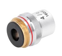 MAJONMMERD Objetivo de Microscopio Acromático Lente de Microscopio 4X de Latón Óptica Recubierta de Interfaz RMS de 20,2 Mm 0,10 NA para Observación y Estudio de Microscopios Biológicos de Laboratorio