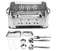 MAJONMMERD Parrilla para Barbacoa Parrilla de Carbón para Barbacoa de Acero Inoxidable 33,3 X 24,5 X 14,3 Cm Rejilla Rectangular para Pescado con Asas Laterales Diseño Compacto para Acampar, Picnic,