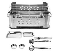 MAJONMMERD Parrilla para Barbacoa Parrilla de Carbón para Barbacoa de Acero Inoxidable 33,3 X 24,5 X 14,3 Cm Rejilla Rectangular para Pescado con Asas Laterales Diseño Compacto para Acampar, Picnic,