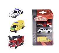 Majorette 212057261IM1 - Vehículos de Emergencia daneses con Coche de policía, Ambulancia y camión de Bomberos de Metal, 7,5 cm, a Partir de 3 años