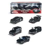 Majorette - Black Edition - (set de 5) - Set de regalo de coches, 5 coches de juguete negros (7,5 cm) con ruedas giratorias, modelos de vehículos para niños a partir de 3 años. (212053174)