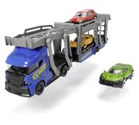 Majorette Car Carrier 2-asst - Transportador de Coche de Rueda Libre con Tres Coches de Juguete fundidos a presión - Incluido en el Juego. - 28 cm de Largo