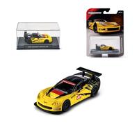 Majorette Collection 2005 Chevrolet Corvette C6 R, Coche de Metal Amarillo y Negro, Escala 1:64, Ruedas de Goma, Faros Transparentes, Expositor con Tornillo, coleccionista, 14 años (8505001006)