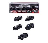 Majorette GIFTPACK 5 Coches Negros 2.0 Set Black Edition, 5 maquetas de Coches de Metal Negro con Rueda Libre, suspensión y Pieza de Apertura, 7.5 cm para coleccionistas y niños +3 años (212053191)