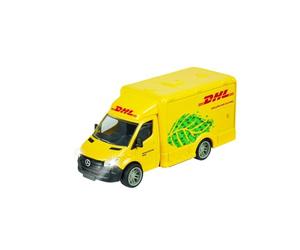 Majorette - Grand Series Furgoneta de Reparto Mercedes-Benz Sprinter DHL , 15cm, Escala 1:43 (15 cm), Fabricada en Metal y Plástico, Luz y Sonido (213742000)