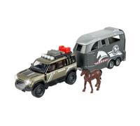 Majorette - Grand Series, Land Rover Defender con Remolque para Caballos, 25cm, Escala 1:43, Fabricado en Metal y Plástico, Luz y Sonido (213776000)