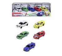 Majorette, JDM Leyends Giftpack 5 Coches, Set de 5 Coches (Honda, Nissan, Toyota, Mitsubishi), Metal, Escala 1:64, 7,5 cm, Rueda Libre, Caja Decorada, licencias Oficiales, 3 años (8504105000)