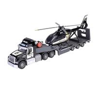 Majorette - Kit de Coche de policía 2 en 1 - Mack Granite Truck (35 cm) con helicóptero Airbus H135 - Juguete de policía para niños a Partir de 3 años con luz y Sonido, Pilas Incluidas