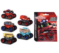 Majorette Monster Rockerz 212057255SDN - Monster Rockerz - Camiones Monstruos de Metal con Rueda Libre, neumáticos de Goma, función de suspensión y dirección, 1:64, 2.95 Pulgadas, a Partir de 3 años