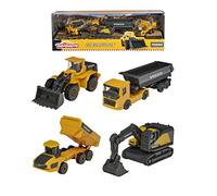 Majorette- Set de 4 Vehículos de Construcción Volvo 7,5cm, Fabricados en Metal Fundido a Alta Presión, Apto a partir de 3 años, Color (212057287)