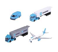 Majorette - Vehículo de Transporte Maersk - 1 Modelo de Coche de Metal (Volvo Container, Man Truck o Volkswagen Crafter con Airbus A350 - 900), selección aleatoria, Juguete para niños a Partir de 3