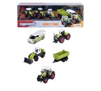 Majorette, Vehículos de Granja Claas, Giftpack Set 5 de vehículos, Metal, Escala 1:64, 7,5 cm, Rueda Libre, Caja Decorada,3 años (8503105002)