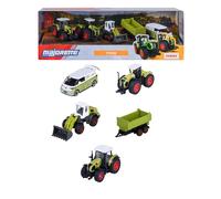 Majorette, Vehículos de Granja Claas, Giftpack Set 5 de vehículos, Metal, Escala 1:64, 7,5 cm, Rueda Libre, Caja Decorada,3 años (8503105002)