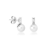 Majorica Pendientes con Perla | Colección Selene | Elaborado con Acero Dorado | Perla Blanca Redonda con 8 mm |Joyas para Mujer