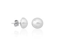 Majorica - Pendientes con Perla Mabé - Colección Mabé - Elaborado con Plata Dorada - Perlas Blanca Redondas de 12 mm - Cierre Tipo Pincho - Pendientes de Plata para Mujer - Joyas de Mujer