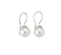 MAJORICA Pendientes Cortos de Plata Rodiada con Perla Nuada para Mujer con un Diseño Clásico y Elegante, Perlas Redondas Blancas de 9 mm, Cierre de Gancho, Estilo Versátil para Cualquier Ocasión.