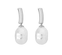 MAJORICA Pendientes Espiga Perla Barroca 8mm para mujer con un diseño clásico y elegante, en plata rodiada, con cierre de pincho, perlas barrocas blancas de 8mm, joyería de lujo.