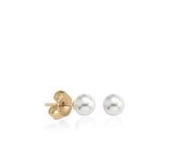 Majorica - Pendientes Lyra con Perla Blanca - Colección Eternal - Elaborados con Plata Dorada - Perlas Redondas de 7 mm - Cierre Tipo Pincho - Joyería para Mujer