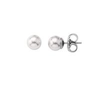 Majorica - Pendientes Lyra de Perla con Espigo de Plata de Ley - Elaborados con Plata Rodiada - Perla Blanca de 10 mm - Cierre Tipo Pincho - Joyería para Mujer