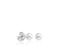 Majorica - Pendientes Lyra de Perla - Elaborados con Plata Rodiada - Perla Redonda Blanca de 6 mm - Cierre Tipo Pincho de Color Plata - Joyería para Mujer