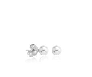 Majorica - Pendientes Lyra de Perla - Elaborados con Plata Rodiada - Perla Redonda Blanca de 6 mm - Cierre Tipo Pincho de Color Plata - Joyería para Mujer