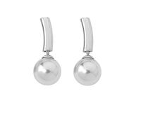 MAJORICA Pendientes Perla 8mm Espiga para mujer con un diseño clásico y elegante, cortos en espiga con pincho en plata rodiada y perla redonda blanca de 8mm, joyería de lujo.