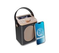 MAJORITY Little Shelford Radio Portail Dab+ FM | Radio a Pilas y Alimentada por la Red Eléctrica | Bluetooth | Función de Doble Alarma y Repetición de Alarma | Digital y FM 40 Presets (Negro)