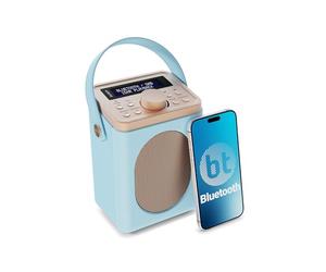 MAJORITY Little Shelford Radio Portail Dab+ FM | Radio a Pilas y Alimentada por la Red Eléctrica | Bluetooth | Función de Doble Alarma y Repetición de Alarma | 40 Presets (Huevo de Pato Azul)