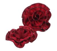 MAJORMENCH 2 Adornos de Zapatos Desmontables Flores de Tela en Forma de Rosa Roja, Elegantes Clips para Bodas y Momentos Obsequios, Fáciles de Instalar y Hechos en Tejido