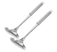 MAJORMENCH 2 Piezas Cuchara para Servir Comida Mango Largo de Acero Inoxidable Plata, Ergonómica y Fácil de Limpiar, Adecuado para Buffet Lines y Eventos Catering