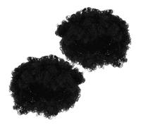 MAJORMENCH 2 Unidades Peluca Afro Rizada Negra para Fiesta y Espectáculos Fibra Sintética, Estilo Natural y Fácil de Peinar para Mujeres y Hombres