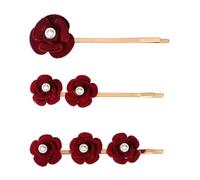 MAJORMENCH 3 Pinzas Pelo Forma de Rosa Roja, Accesorios Elegantes de Aleación de Zinc y Seda para Mujeres y Adolescentes en Fiestas y Viajes Románticos