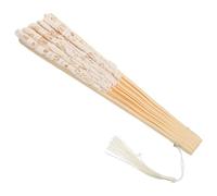 MAJORMENCH Abanico de Boda de Encaje Plegable Beige, Abanicos de Mano Vintage para Mujer, Accesorio Elegante para Fiestas y Ceremonias, Ventilador Portátil y Decorativo