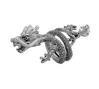 MAJORMENCH Anillo Estilo Punk Elegante de Dragón Luminoso para Hombres en Aleación Plata Diseño Envolvente Adecuado para Cumpleaños y Fiestas Temáticas