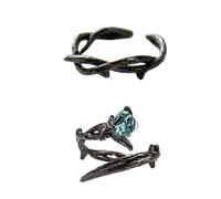 MAJORMENCH Anillos Cobre Negro Diseño Creativo de Rosa Espinosa, Abiertos y Ajustables, Ideales para Obsequio de Cumpleaños o Día Festivo, 2 Piezas