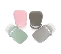 MAJORMENCH Botellas de Viaje de Silicona 30Ml Set de 4 Frascos para Loción Champú y Cosméticos Colores Pastel Rosa Claro Gris Verde Gris Claro Negro con Bolsa EVA para Artículos de