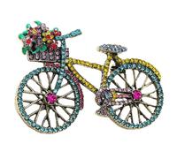 MAJORMENCH Broche de Bicicleta Vintage para Mujer Gemas de Imitación, Pin de Solapa Metálico Decorativo Azul, Accesorio de Ropa para Bufandas, Sombreros y Mochilas, Adecuado para Ocasiones