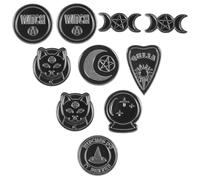 MAJORMENCH Broche de Insignia de Aleación Vintage Punk, Set de 10 Piezas, Diseño Sombrero de Bruja y Elementos Góticos, Accesorios Decorativos DIY para Ropa, Bolsos y Estilo Aleatorio