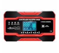 MAJORMENCH Cargador de Baterías para Coche y Motocicleta 12v 24v Inteligente Función de Reparación y Protección Múltiple para Uso Exterior en Color Rojo