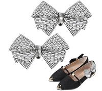 MAJORMENCH Clips para Zapatos Planos Lazo de Pedrería, 2 Piezas Portátiles Fina Artesanía para Adornar Zapatos en Ocasiones Obsequios