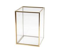 MAJORMENCH Cubo para Brochas de Maquillaje Transparente, Organizador Compacto Dorado para Herramientas de Belleza, Caja Multifuncional para Escritorio, Hogar y Tocador
