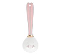 MAJORMENCH Cuchara de Cerámica Diseño Delicado y Seguro para Postre Forma de Conejo en Color Blanco Adecuado para Restaurantes y Catering