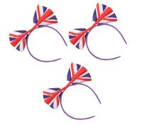 MAJORMENCH Diademas Lazo y Patrón de Bandera del Reino Unido, 3 Piezas, Accesorio para Cabello Unisex, Talla Única para Fiestas, Carnavales y Celebraciones Escolares