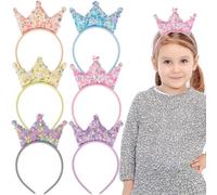 MAJORMENCH Diademas para Niñas Diseño de Corona de Princesa, 12 Piezas Lentejuelas Brillantes, Ligeras y Compactas, para Fiestas y Uso Diario