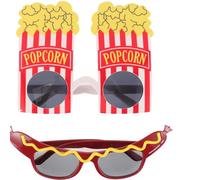 MAJORMENCH Gafas Divertidas para Fiesta Hawaiana 2 Pares Diseño de Palomitas y Salchicha Accesorios Originales para Decoración de Fiestas Adultos