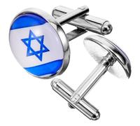 MAJORMENCH Gemelos de Hombre Bandera de Israel, Gemelos Masculinos para Camisa Francesa, Botones de Puño de Aleación de Zinc, 1 Par, para Ocasiones Formales y Traje de Negocios
