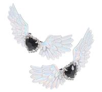 MAJORMENCH Hebillas para Zapatos Goticos Alas de Ángel y Gemas, Clips Brillantes para Decoración de Botas, Accesorios Lolita Únicos para Calzado, 1 Par Plateado para Eventos y Disfraces