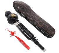 MAJORMENCH Hulusi Étnico Chino Tono C de Resina Alimentaria y Cobre Blanco Doble Tono, Flauta de Cucurbitáceas Negra Caja Protectora, Instrumento de Viento Desmontable para Color