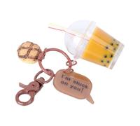 MAJORMENCH Llavero de Resina Diseño de Té Leche y Perlas, Colgante Decorativo para Coche, Accesorio Creativo y Elegante para Llaves